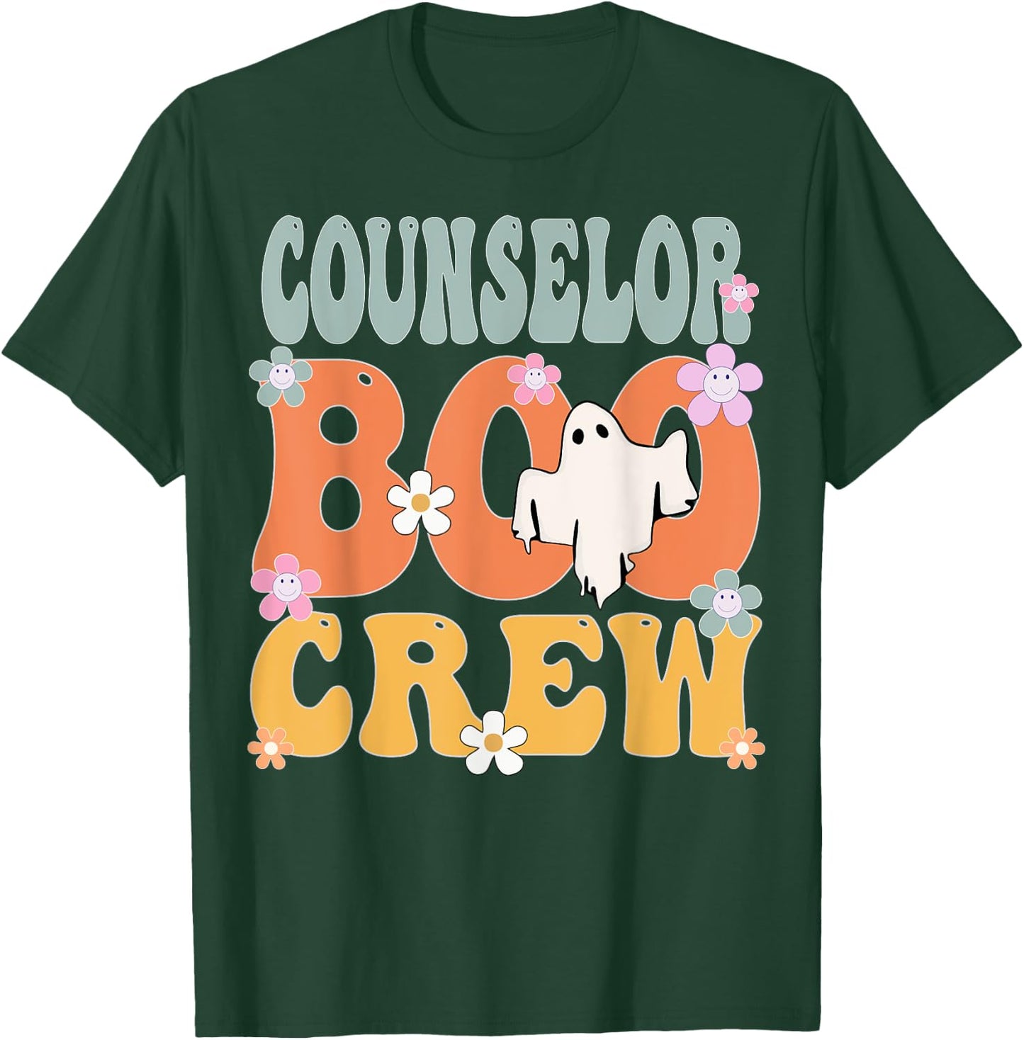 Counselor Boo Crew Ghost Retro Groovy Halloween T-Shirt - T-Shirt | Forest