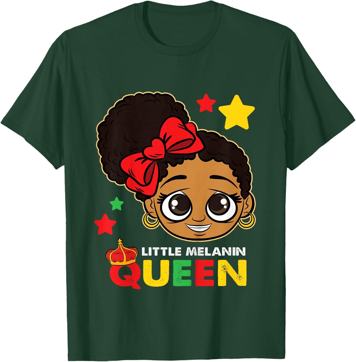 Kids Little Melanin Queen Black History Month BLM African Girls T-Shirt - T-Shirt | Forest