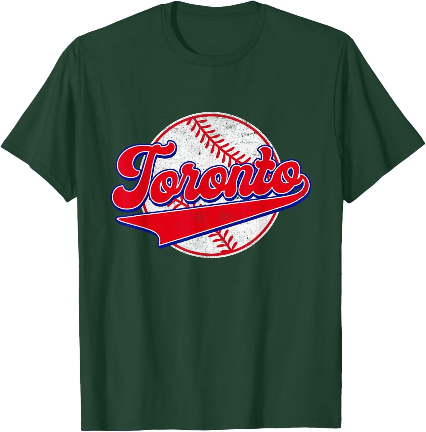 Toronto Cityscape Vintage Baseball Men Women Kids T-Shirt - T-Shirt | Forest