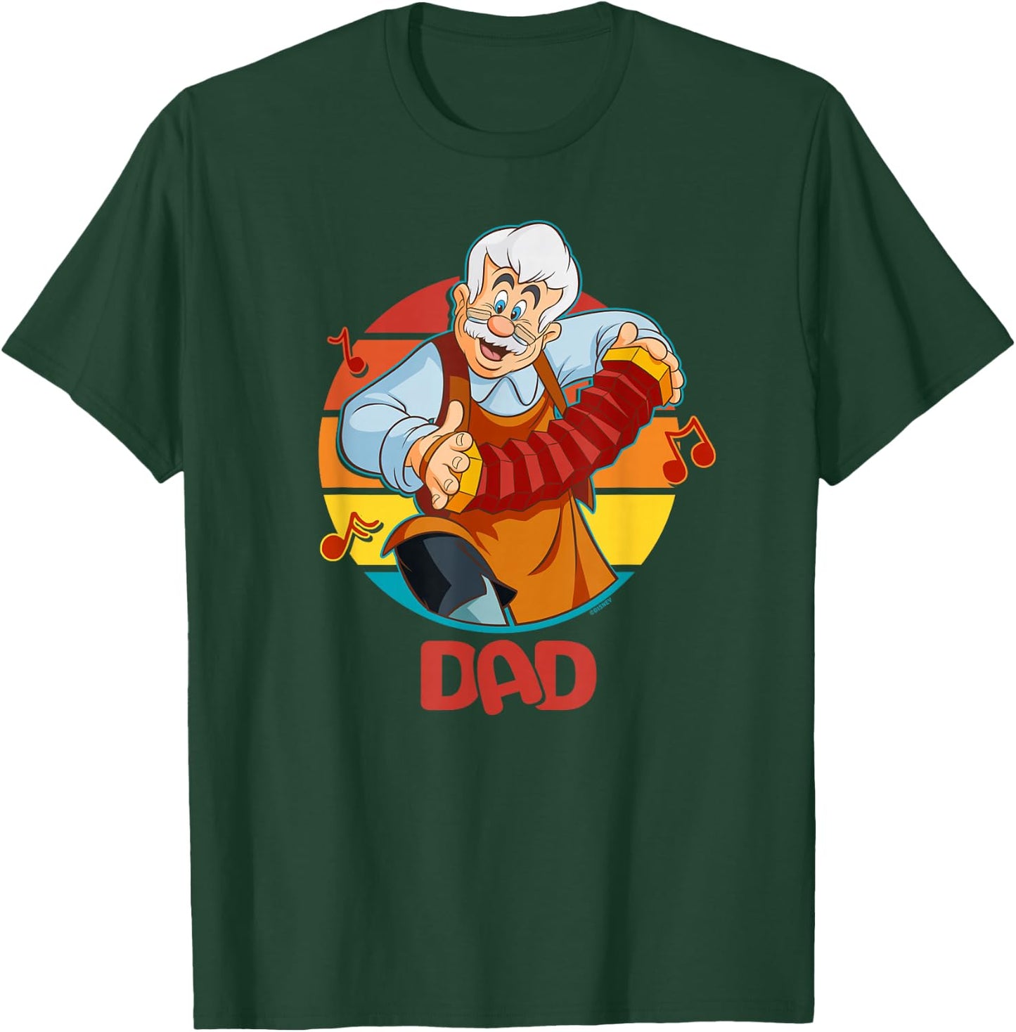 Disney Pinocchio Geppetto Dad Accordion Father’s Day T-Shirt - T-Shirt | Forest