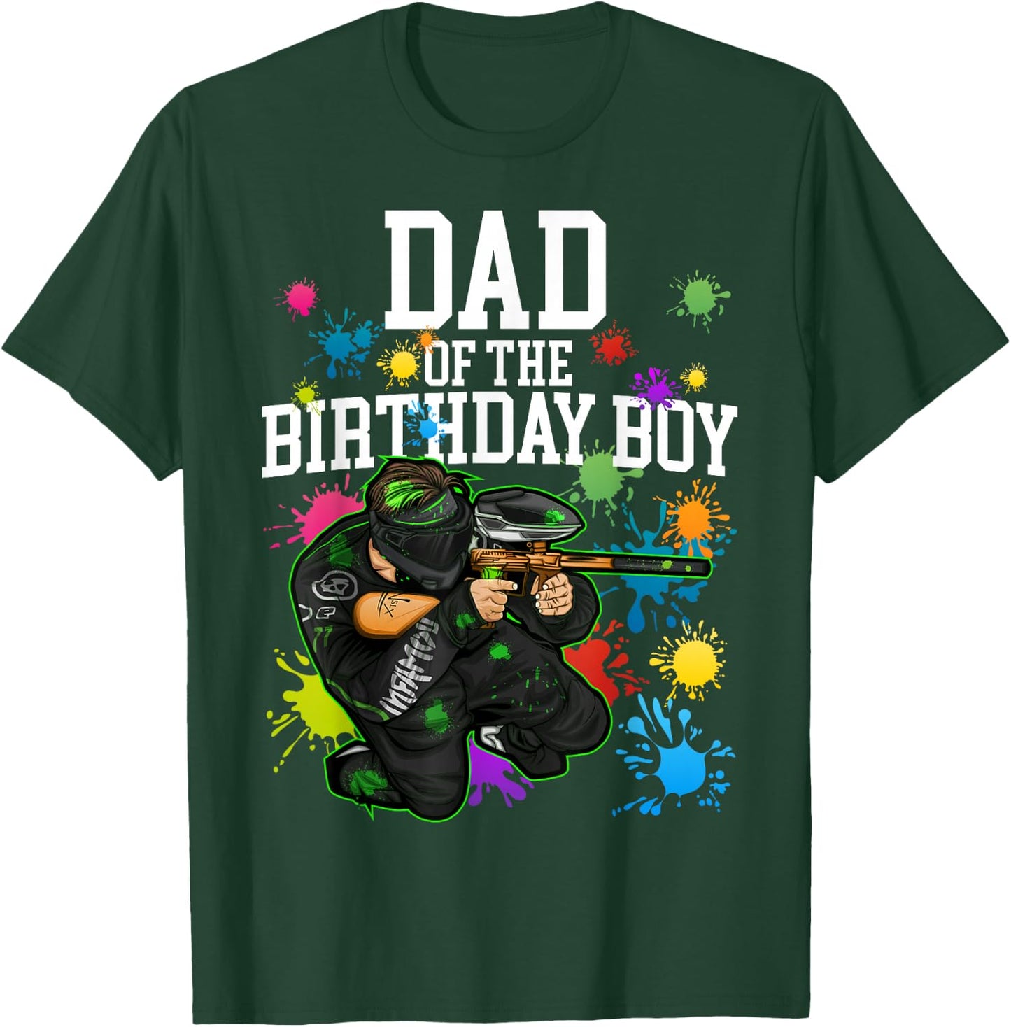 Dad of the Birthday Boy Paintball Sport Matching Family T-Shirt - T-Shirt | Forest