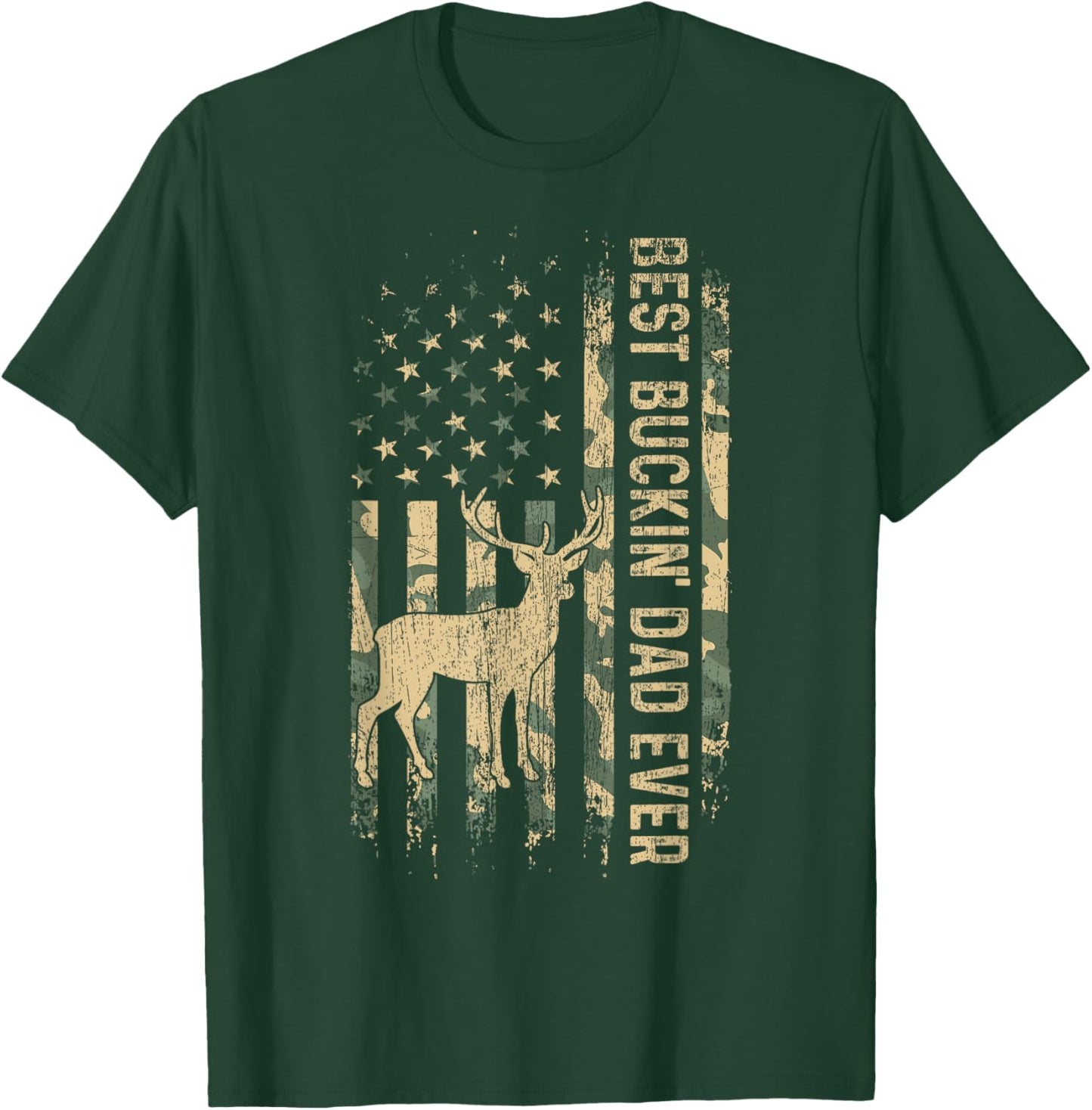 Best Buckin' Dad Ever American Flag Father's Day T-Shirt - T-Shirt | Forest