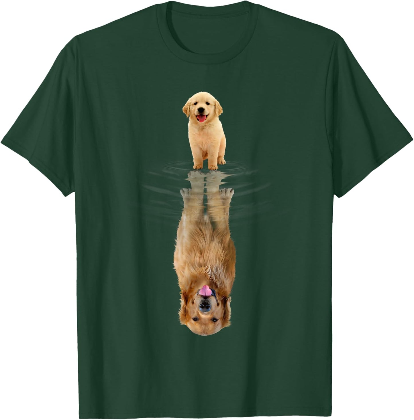 Golden Retriever Puppy Dad Reflection Graphic T-Shirt - T-Shirt | Forest