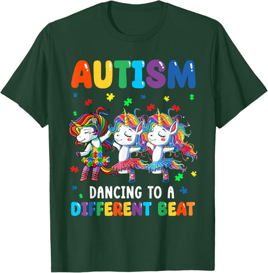 Autism Unicorn Dancing To A Different Beat Autism Awareness T-Shirt - T-Shirt | Forest