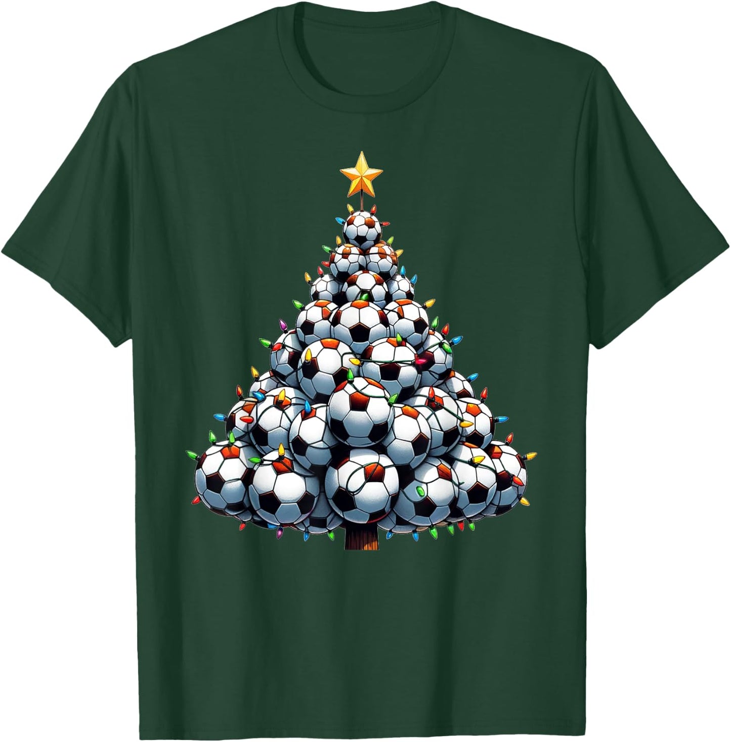 Santa Christmas Soccer Tree Boys Football Soccer T-Shirt - T-Shirt | Forest