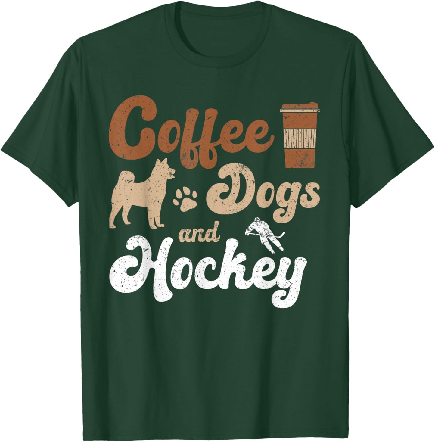Coffee Dogs Hockey Ice Hockey Player T-Shirt - T-Shirt | Forest