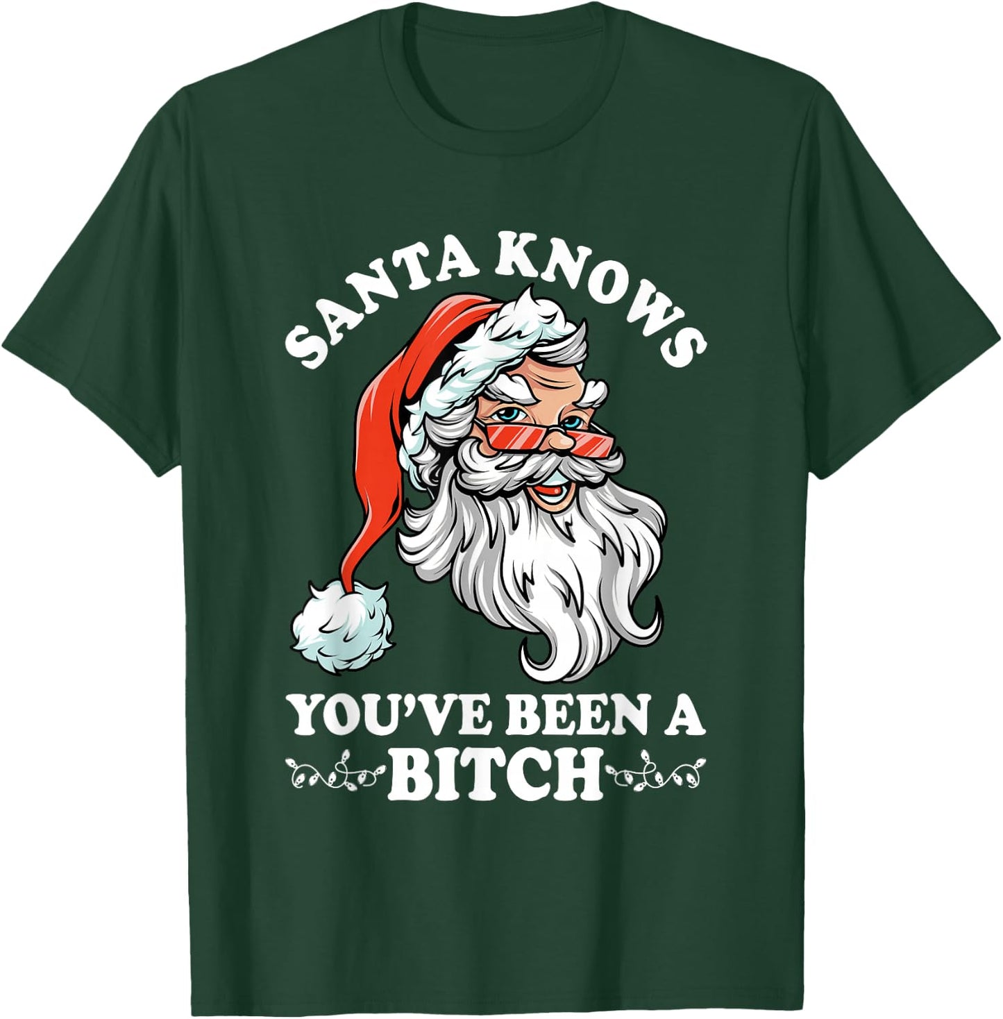 Santa Knows You''ve Been A Bitch Funny Adult Santa T-Shirt - T-Shirt | Forest