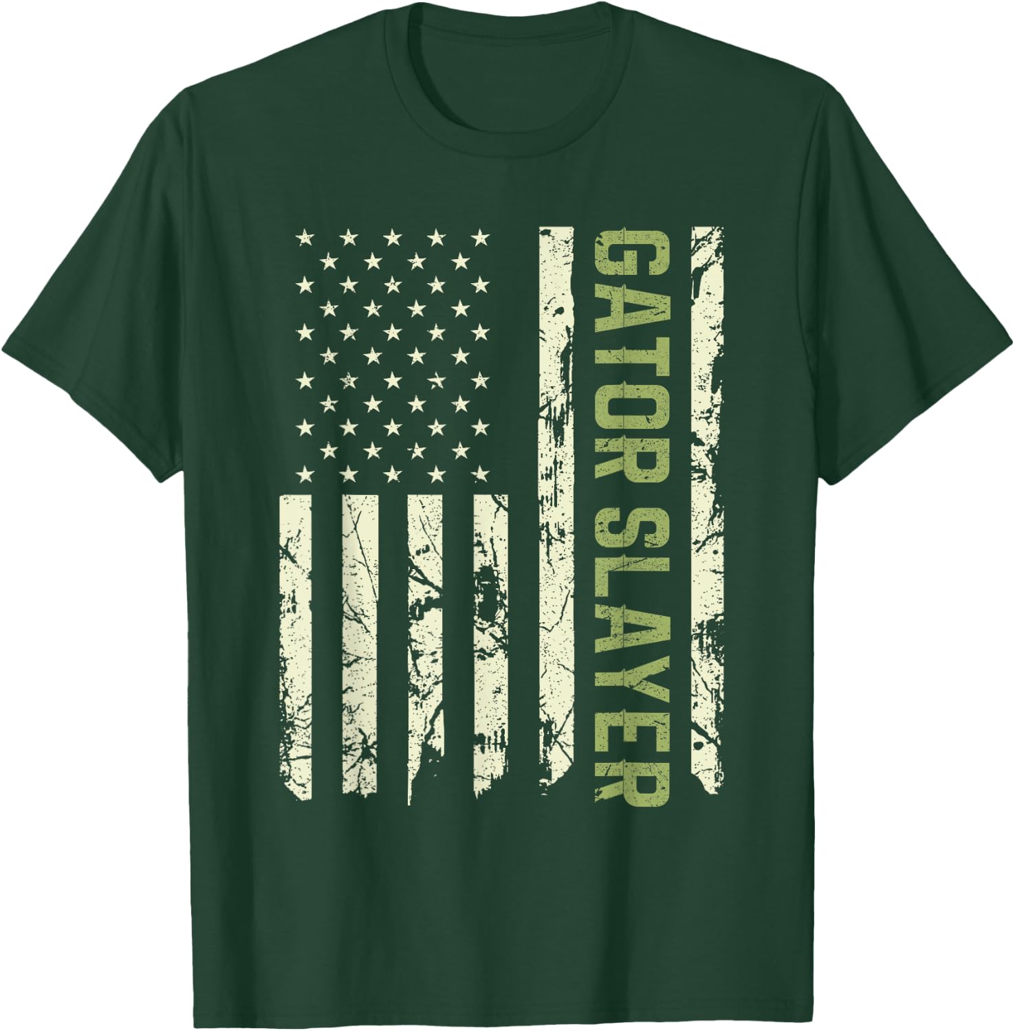 Alligator Hunter American Flag, Patriotic Gator Slayer Women Men T-Shirt - T-Shirt | Forest
