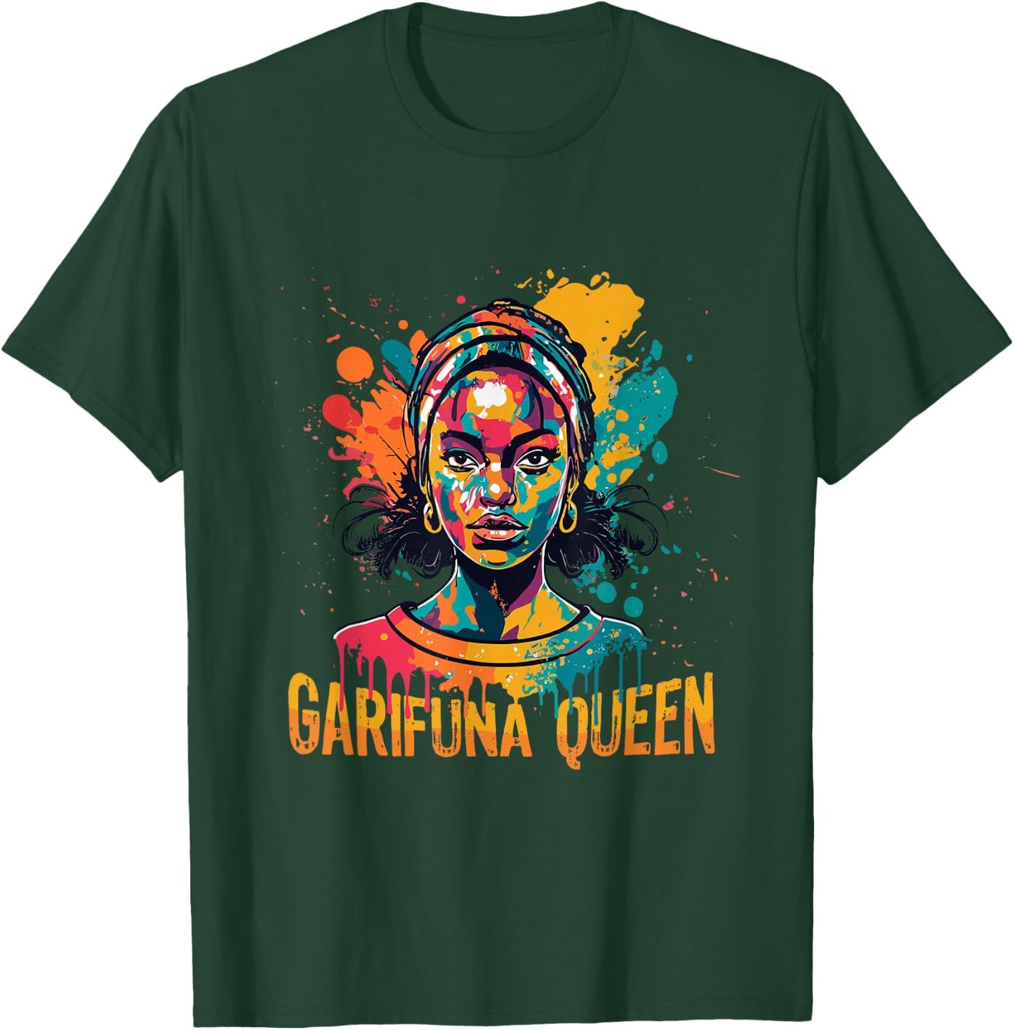 Garifuna Queen Design for Honduras Caribbean Afro Girl Women T-Shirt - T-Shirt | Forest