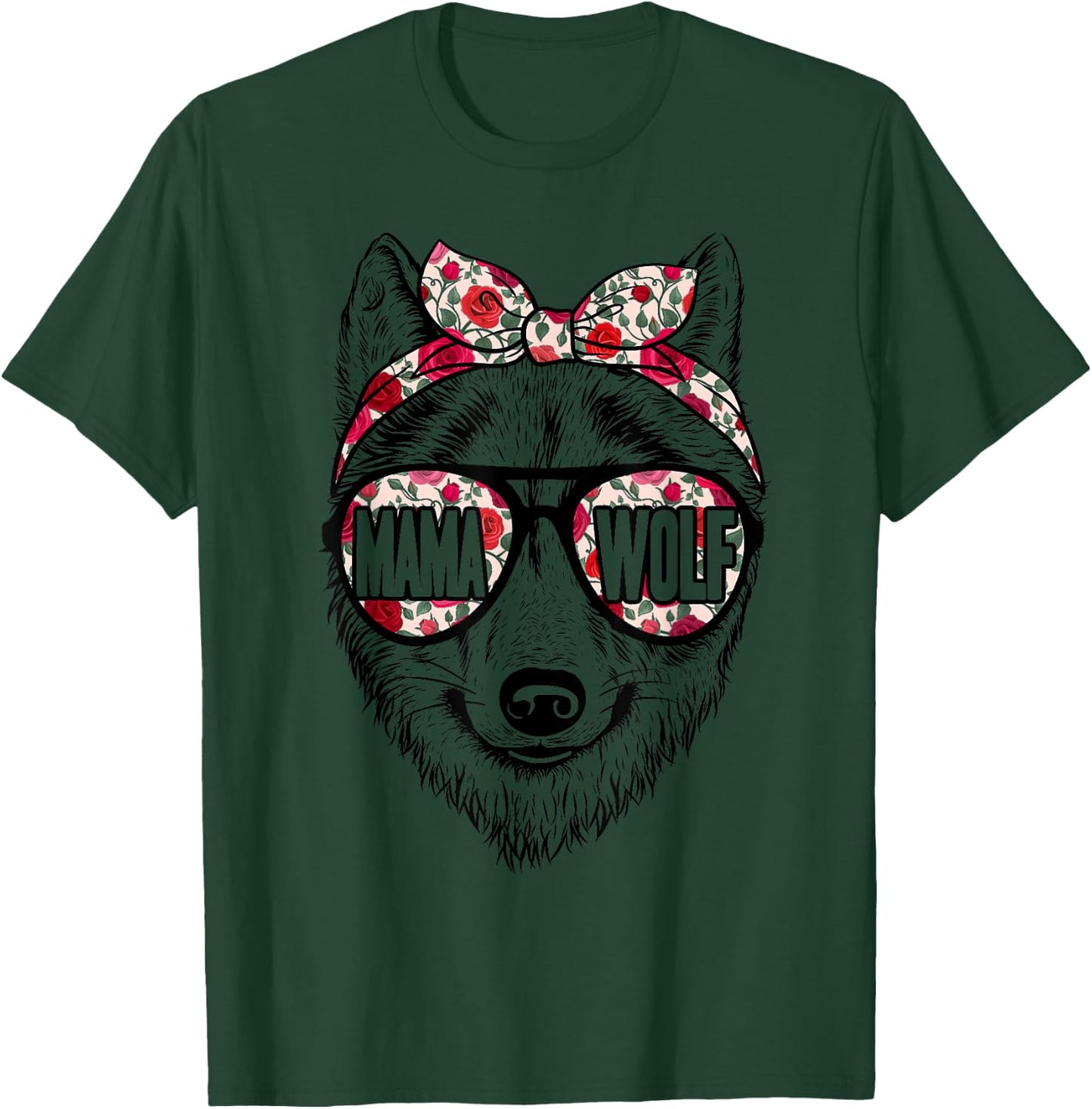 Wolf Mama Floral Cute Mom Wolf Mothers Day Mama Wolf T-Shirt - T-Shirt | Forest