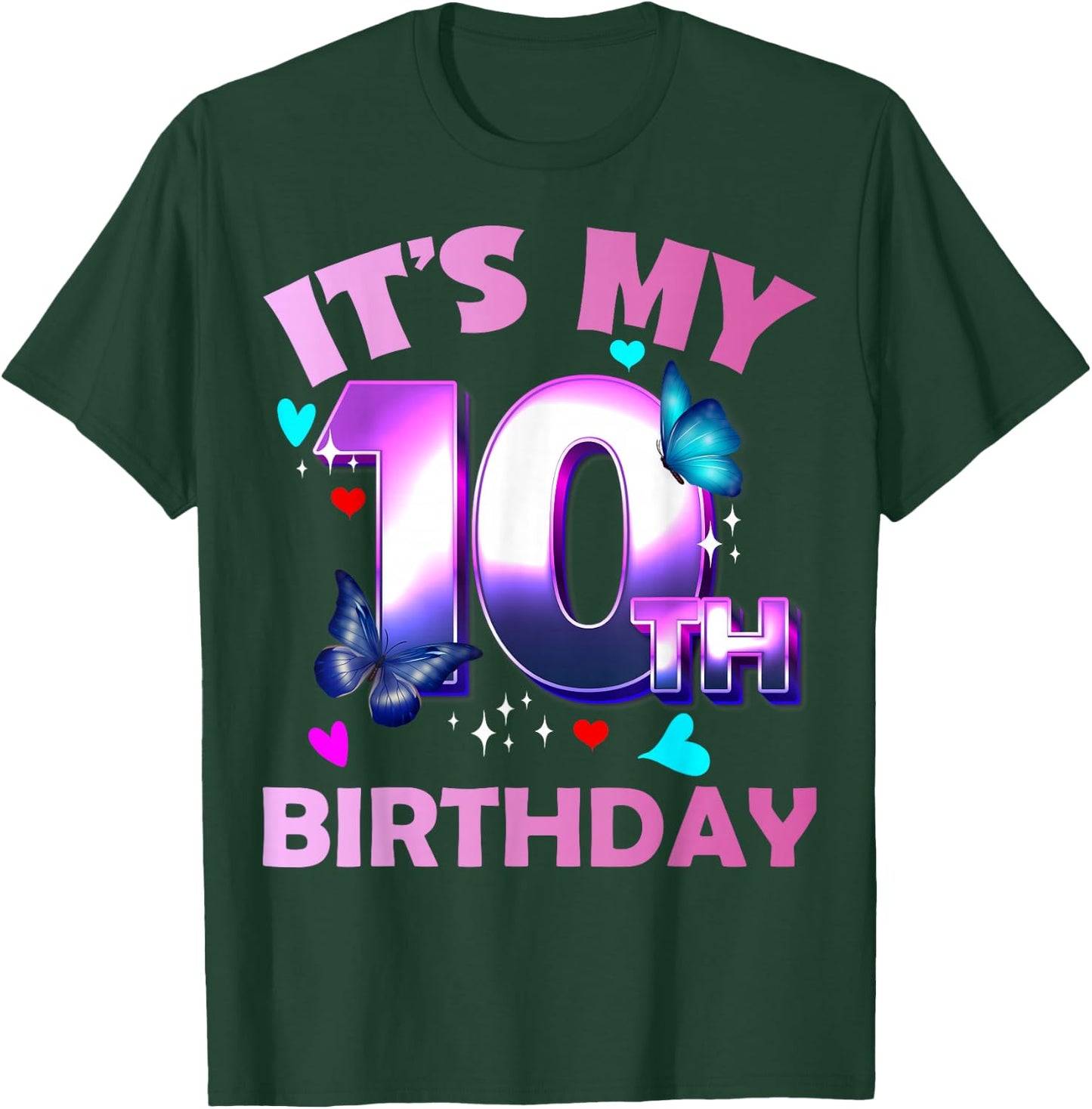 Butterflies - Girls and Boys - It´s My 10th Birthday T-Shirt - T-Shirt | Forest