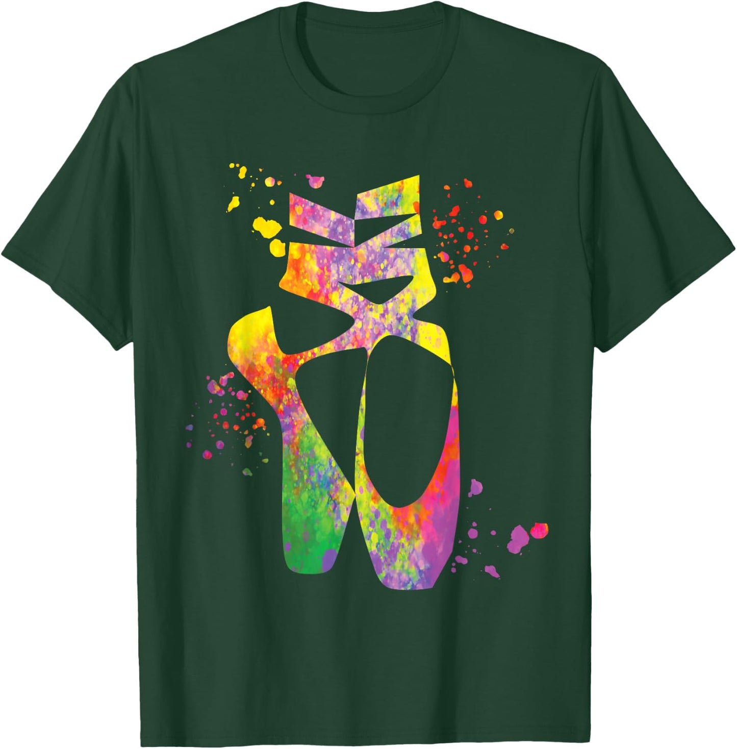 Ballet Shoes Dancer Colorsplash Woman Ballerina T-Shirt - T-Shirt | Forest
