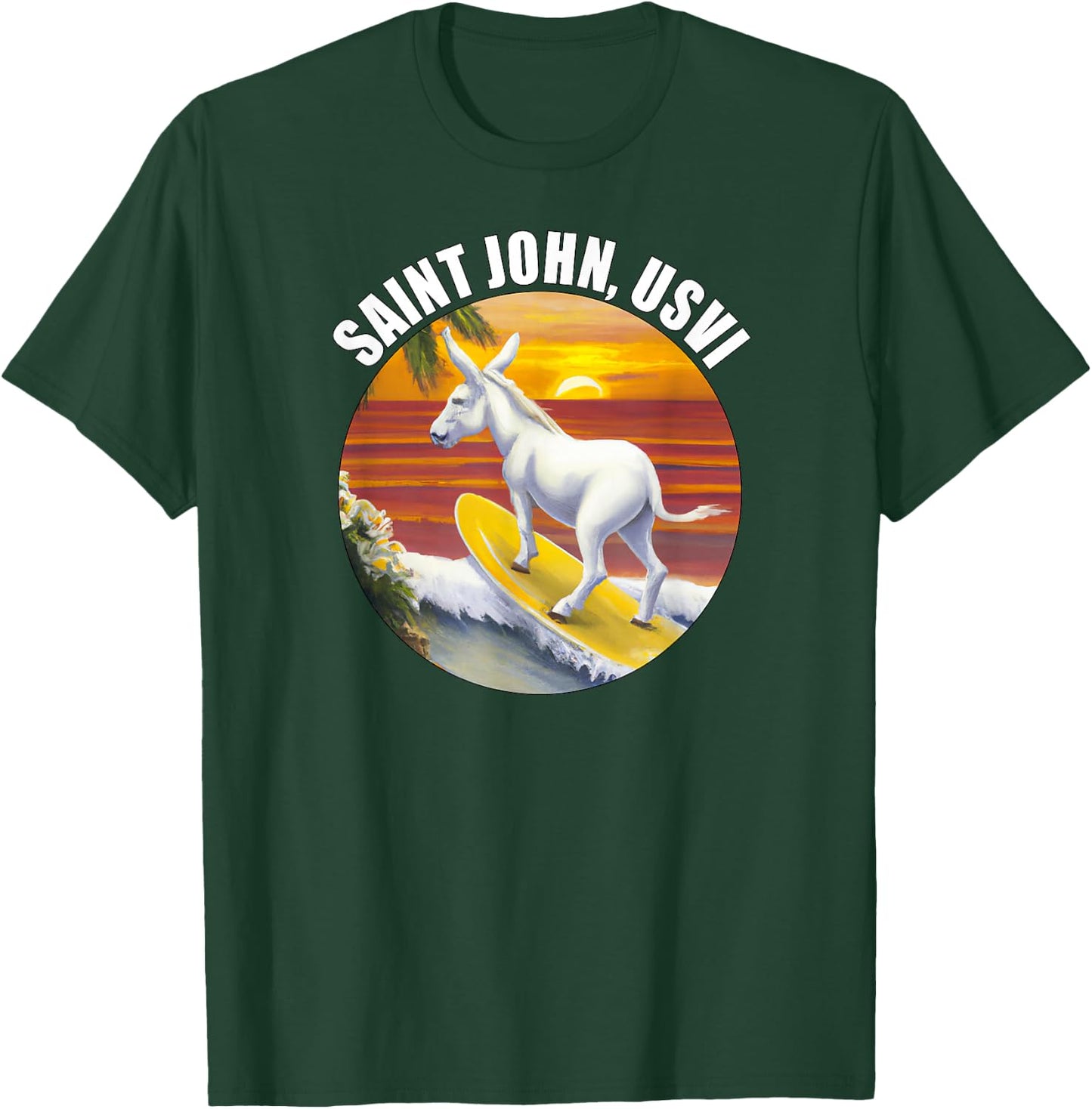 Saint John USVI Funny Surfing Donkey US Virgin Islands T-Shirt - T-Shirt | Forest