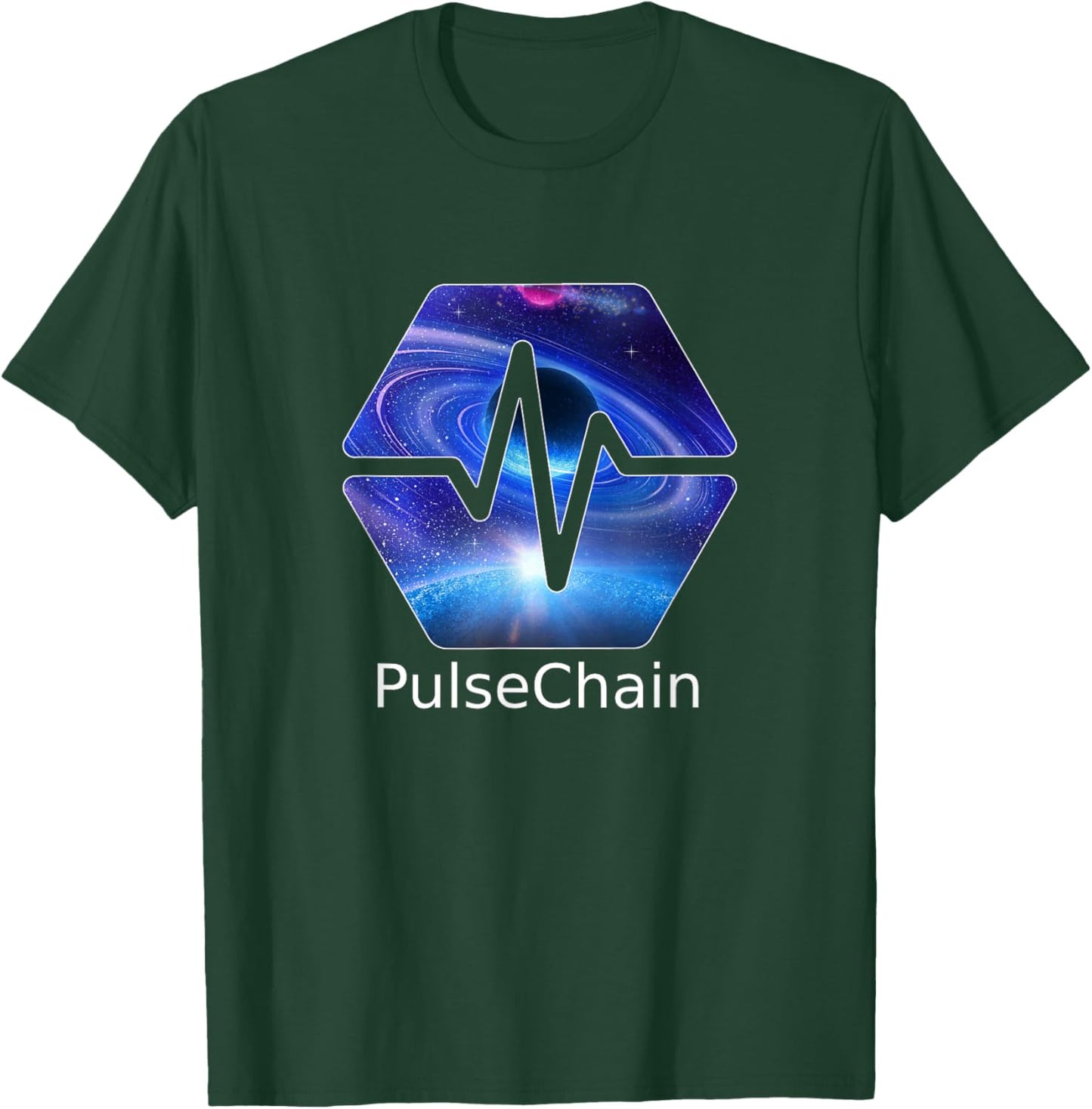 PulseChain PLS Cryptocurrency Crypto HEX Space Galaxy Design T-Shirt - T-Shirt | Forest