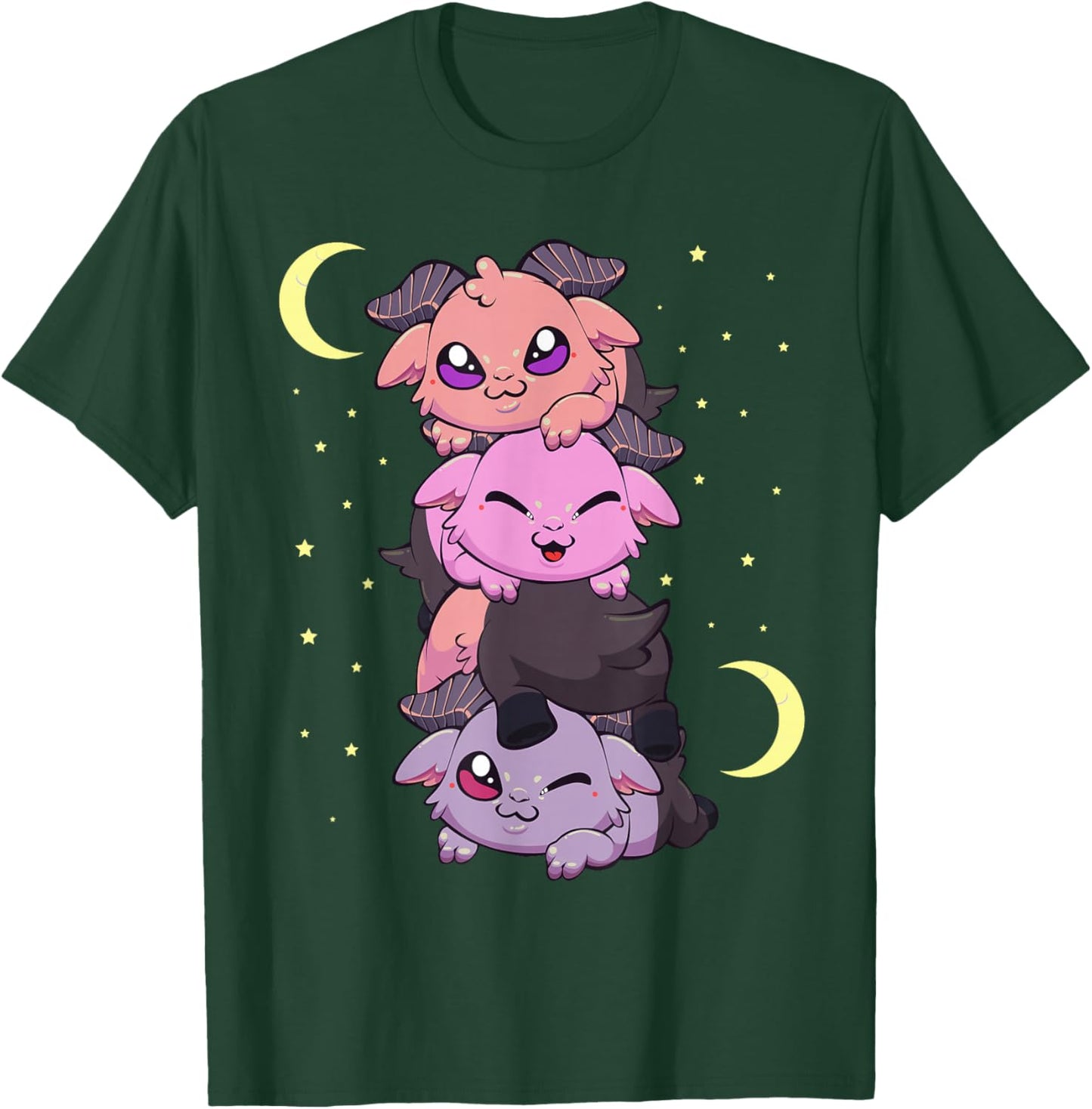 Pastel Goth Kawaii Pile of Playing Baby Baphomet T-Shirt - T-Shirt | Forest