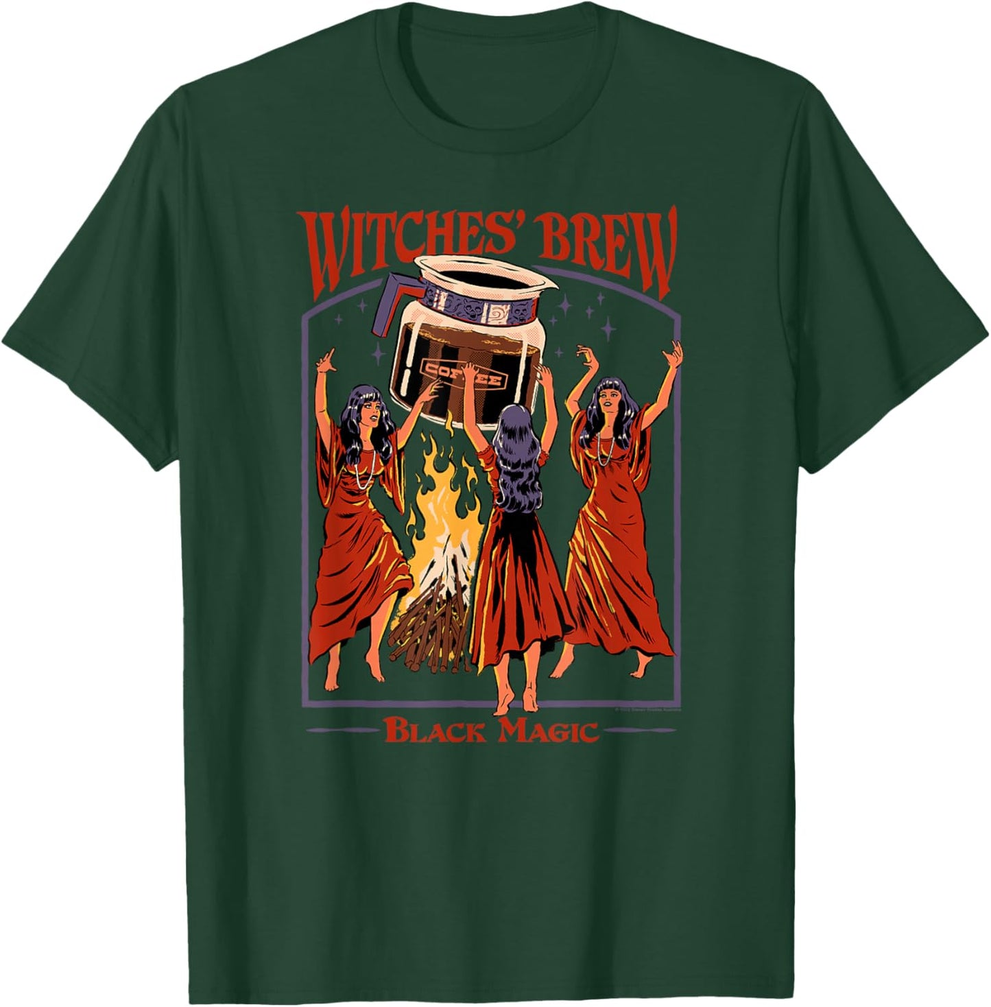 Steven Rhodes Witches' Brew Magic Coffee Retro Dark Humor T-Shirt - T-Shirt | Forest