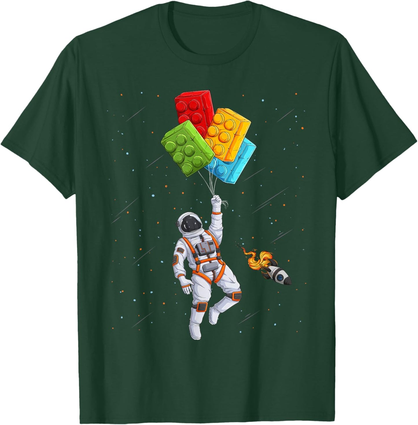 Space Astronaut Master Builder Funny Building Blocks Bricks T-Shirt - T-Shirt | Forest