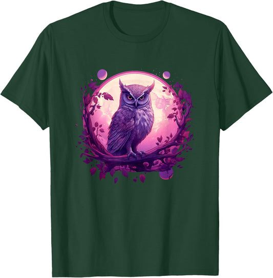 Full Moon Owl Pink Purple Dream Catcher Women Cute Kid T-Shirt - T-Shirt | Forest