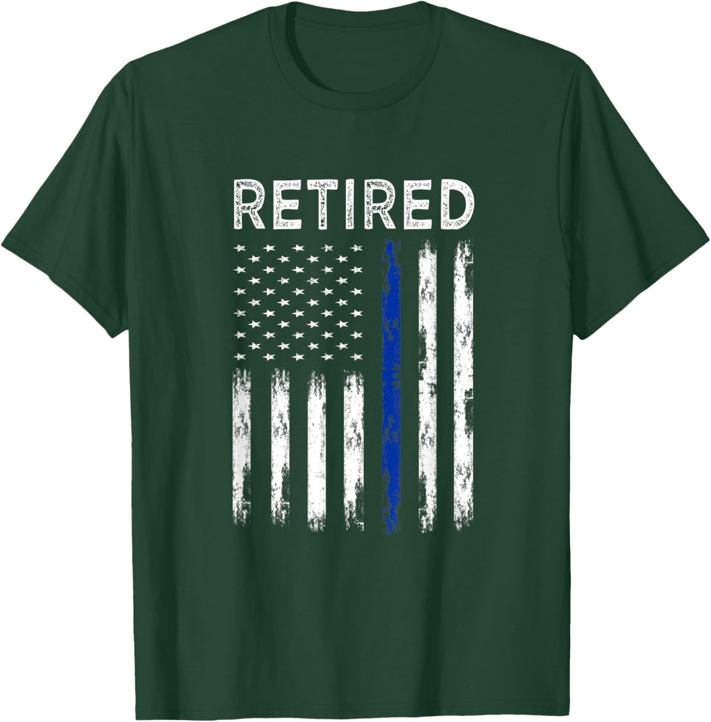 Retired Police officer with American Flag T-Shirt - T-Shirt | Forest