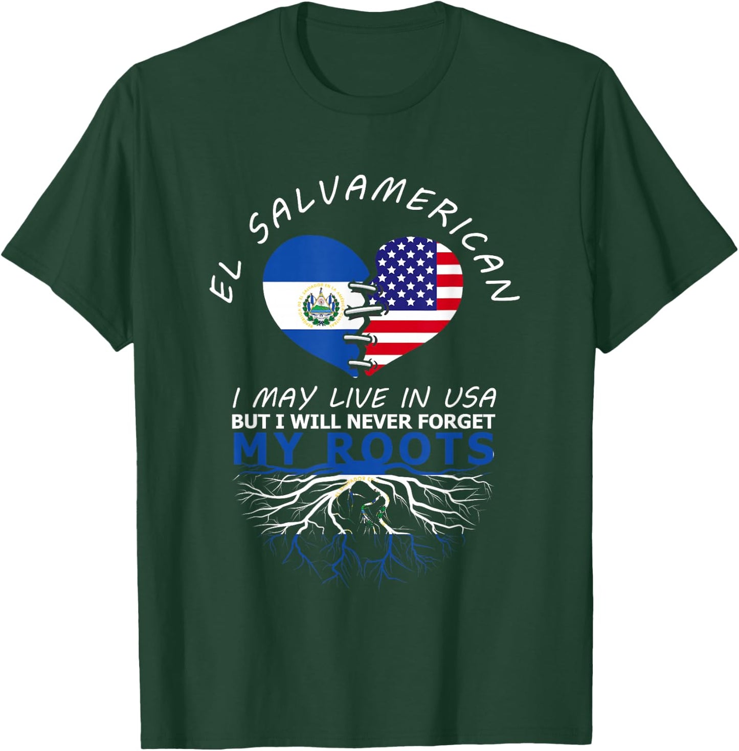 El Salvador USA Proud of Both Countries El Salvamerican T-Shirt - T-Shirt | Forest