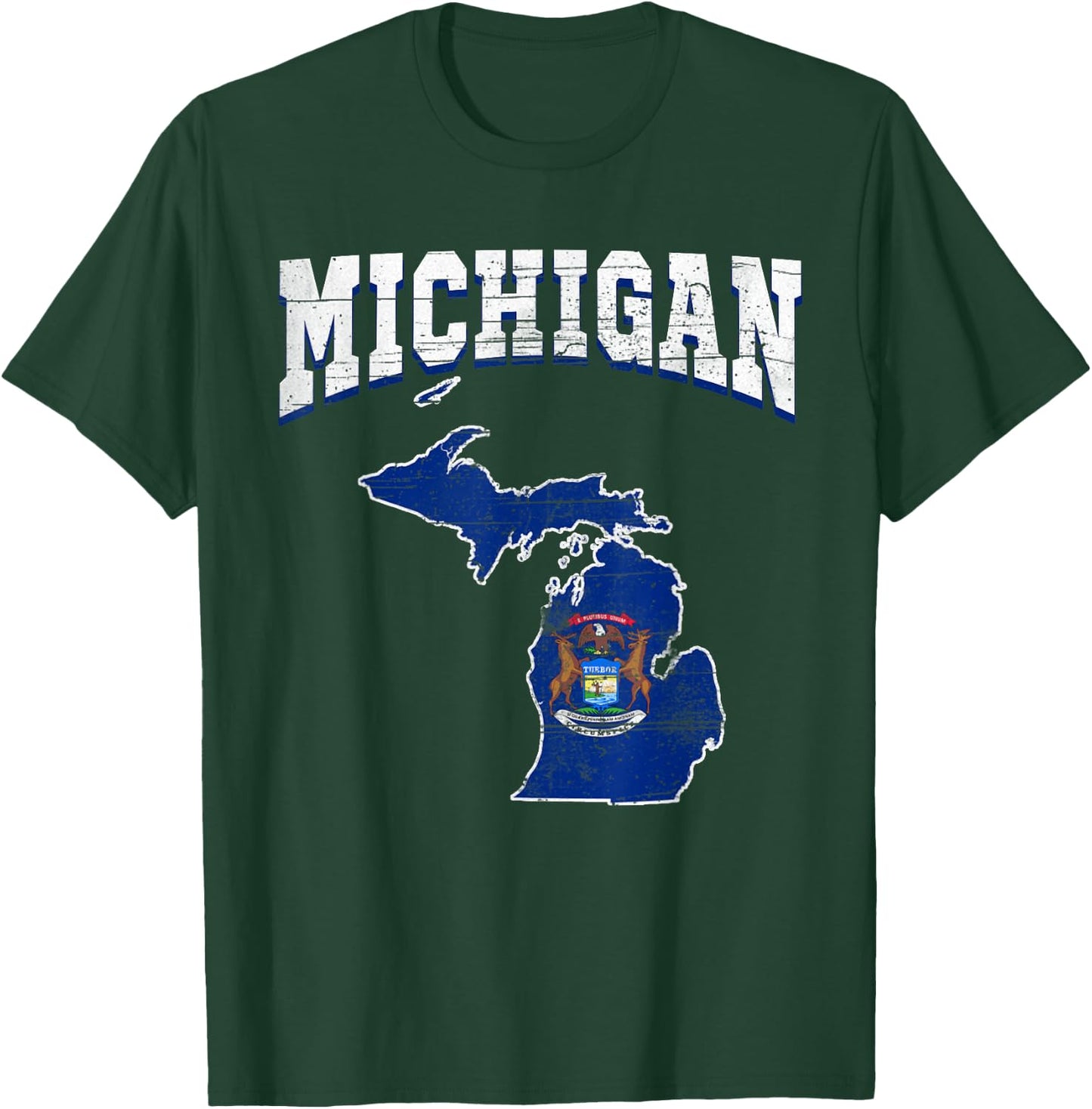 US Citizen Proud America State Flag Land Map Michigan T-Shirt - T-Shirt | Forest