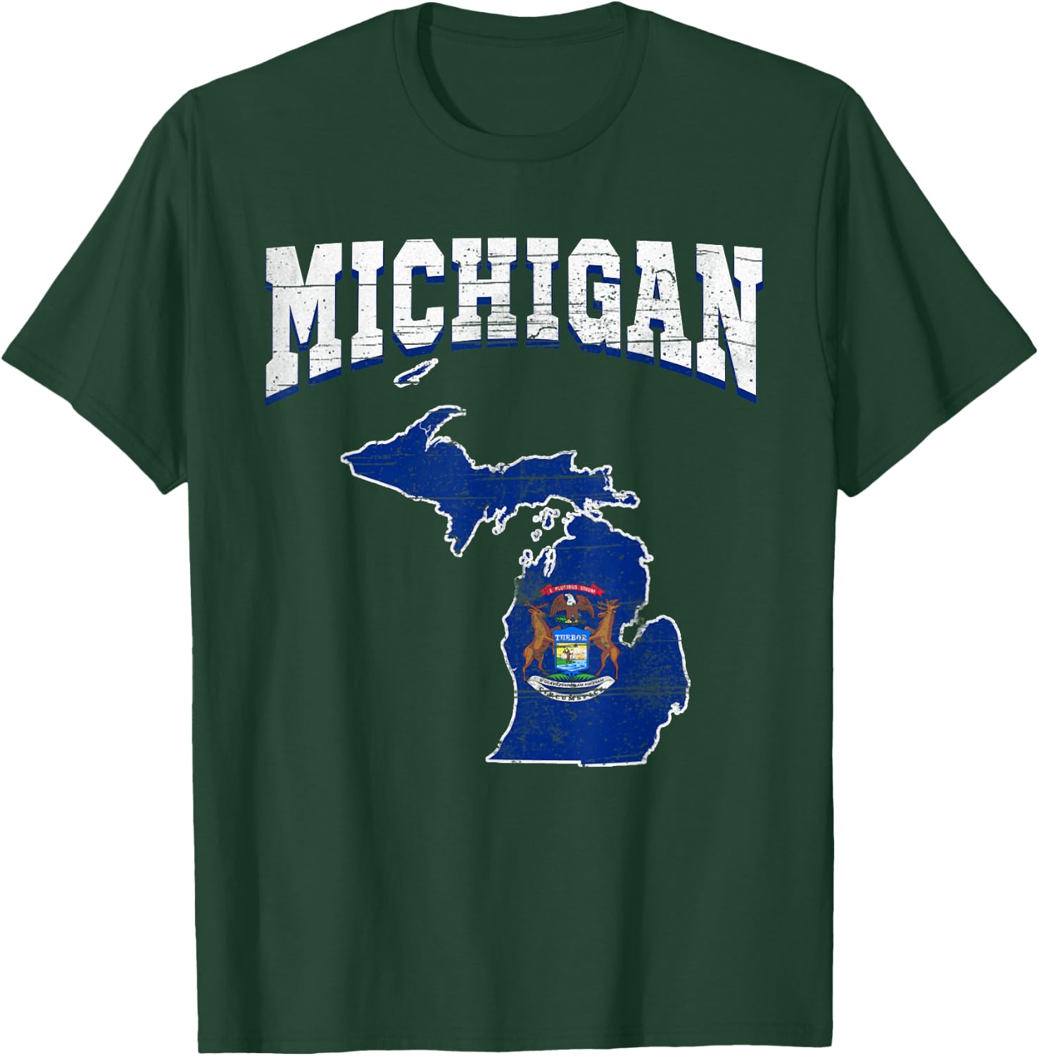 US Citizen Proud America State Flag Land Map Michigan T-Shirt - T-Shirt | Forest