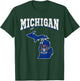 US Citizen Proud America State Flag Land Map Michigan T-Shirt - T-Shirt | Forest