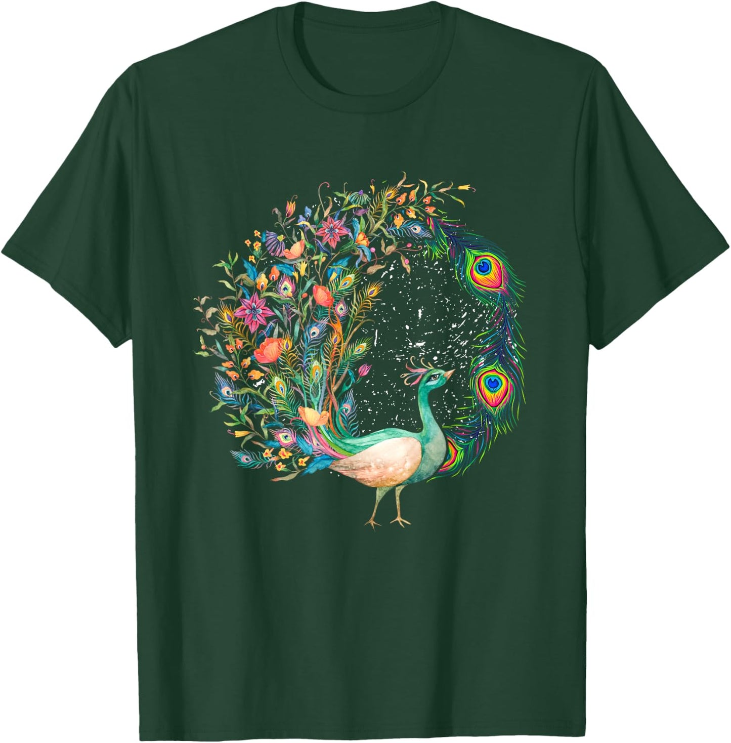 Beautiful Peacock | Colorful Bird | Peacock Feathers T-Shirt - T-Shirt | Forest