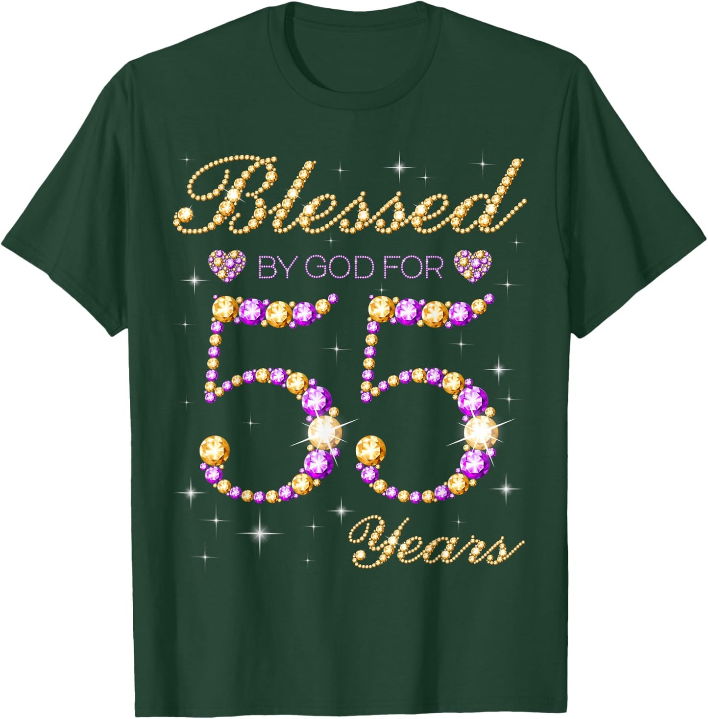 Blessed By God For 55 Years Old Birthday Party Cute Bday T-Shirt - T-Shirt | Forest