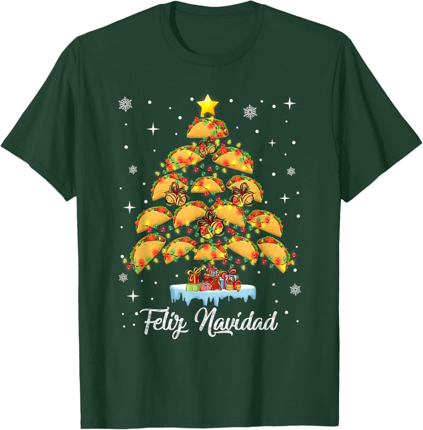 Oh Taco Christmas Tree Feliz Navidad Christmas Tacos T-Shirt - T-Shirt | Forest