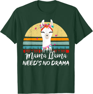 Funny Mama-Llama Needs No Drama Women Llama Mom Mothers Day T-Shirt - T-Shirt | Forest