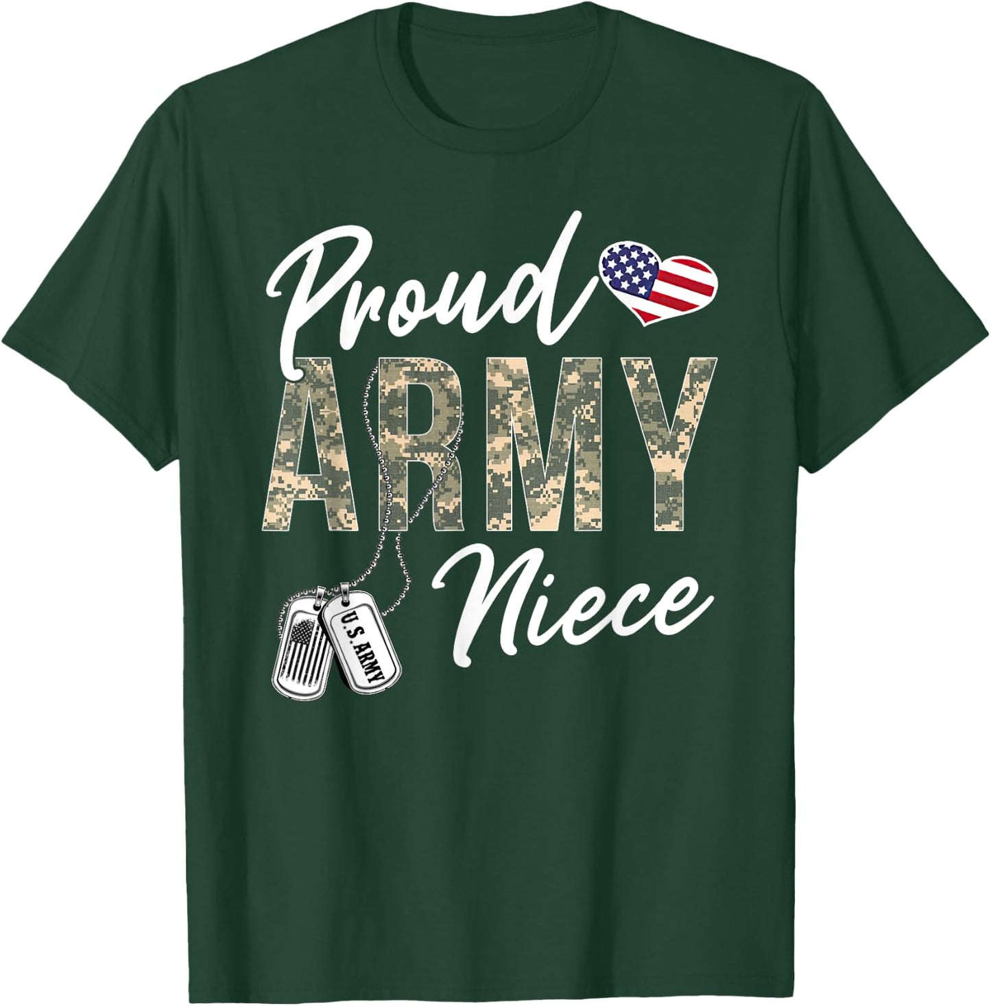Proud Army Niece Army Graduation Niece US Army Niece Gifts T-Shirt - T-Shirt | Forest