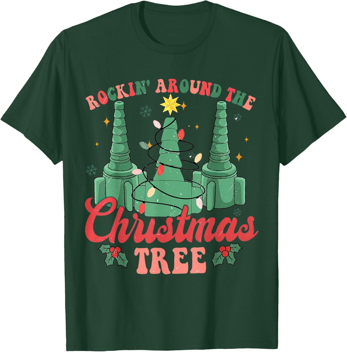 Rockin' Around The Xmas Tree Nurse Respiratory Therapist T-Shirt - T-Shirt | Forest