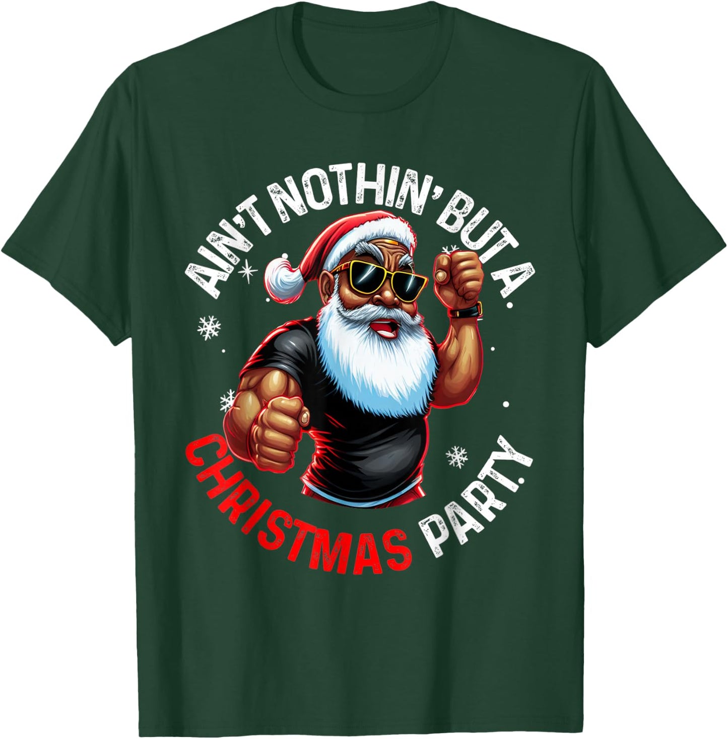 African American Santa Claus Christmas Pajama MenWomen T-Shirt - T-Shirt | Forest
