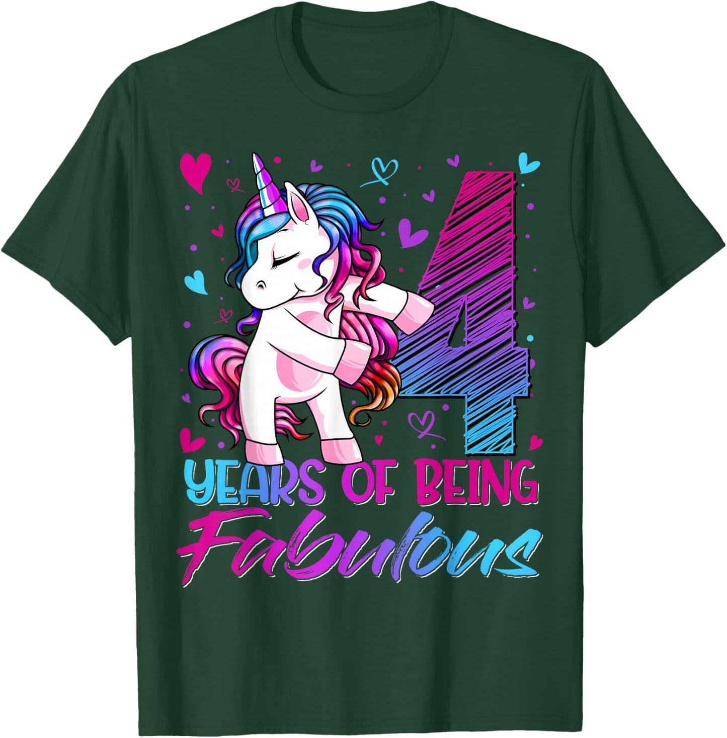 4 Year Old Gifts Unicorn Flossing 4th Birthday Girl Party T-Shirt - T-Shirt | Forest