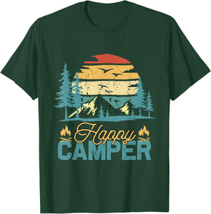 Happy Camper Retro Vintage Funny Matching Camping Crew Small T-Shirt - T-Shirt | Forest