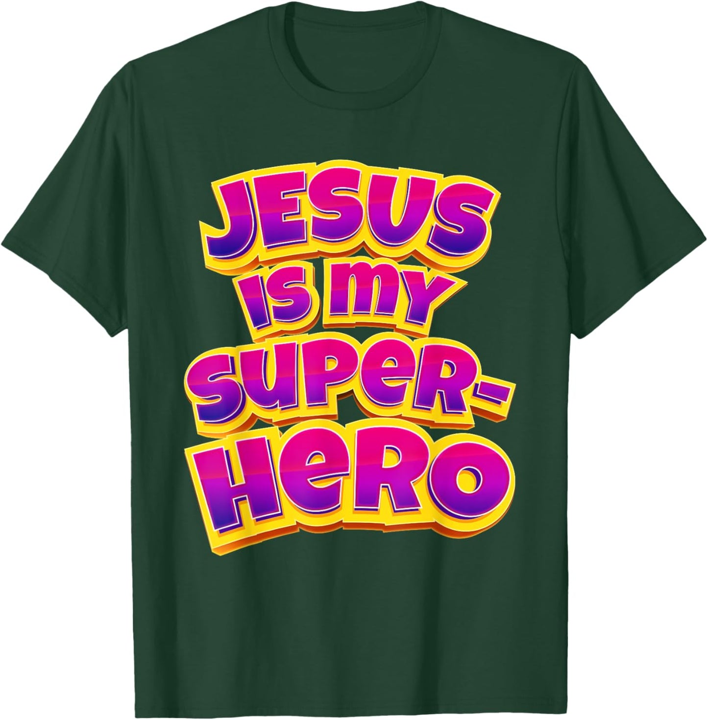 Jesus is My Superhero – Women & Girls Christian Faith Comic T-Shirt - T-Shirt | Forest