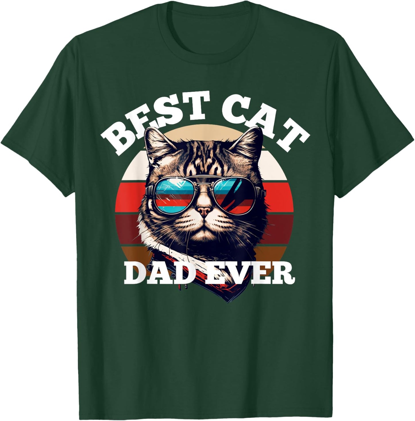 Best Cat Dad Ever Shirt Funny USA Flag Color Cat Lover Men T-Shirt - T-Shirt | Forest