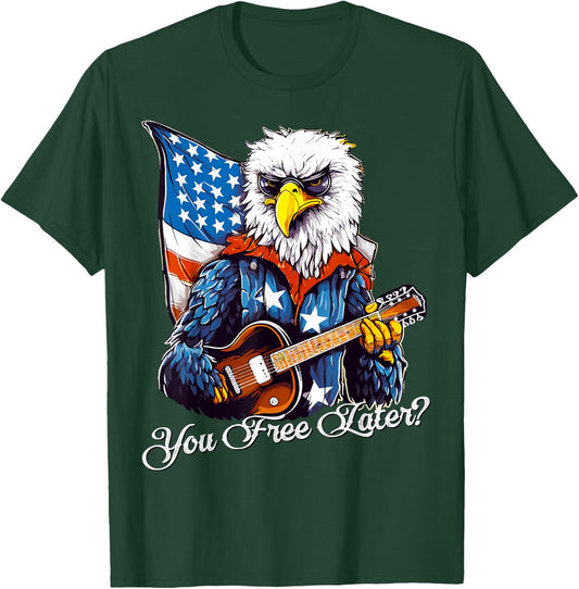 Funny USA Eagle 4th Of July American Flag Rock Music Retro Women Men T-Shirt - T-Shirt | Forest
