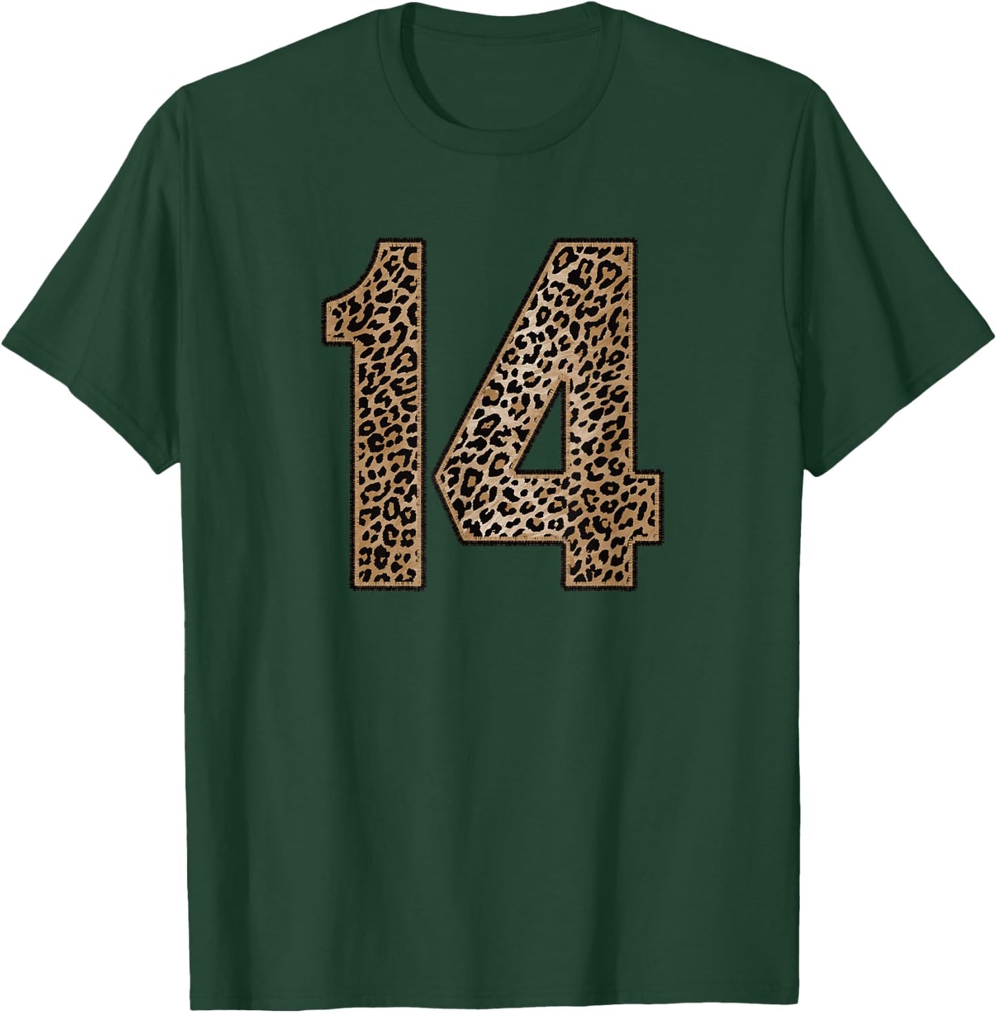 Leopard Number 14 Athlete Sports Jersey Supporter Fanwear T-Shirt - T-Shirt | Forest