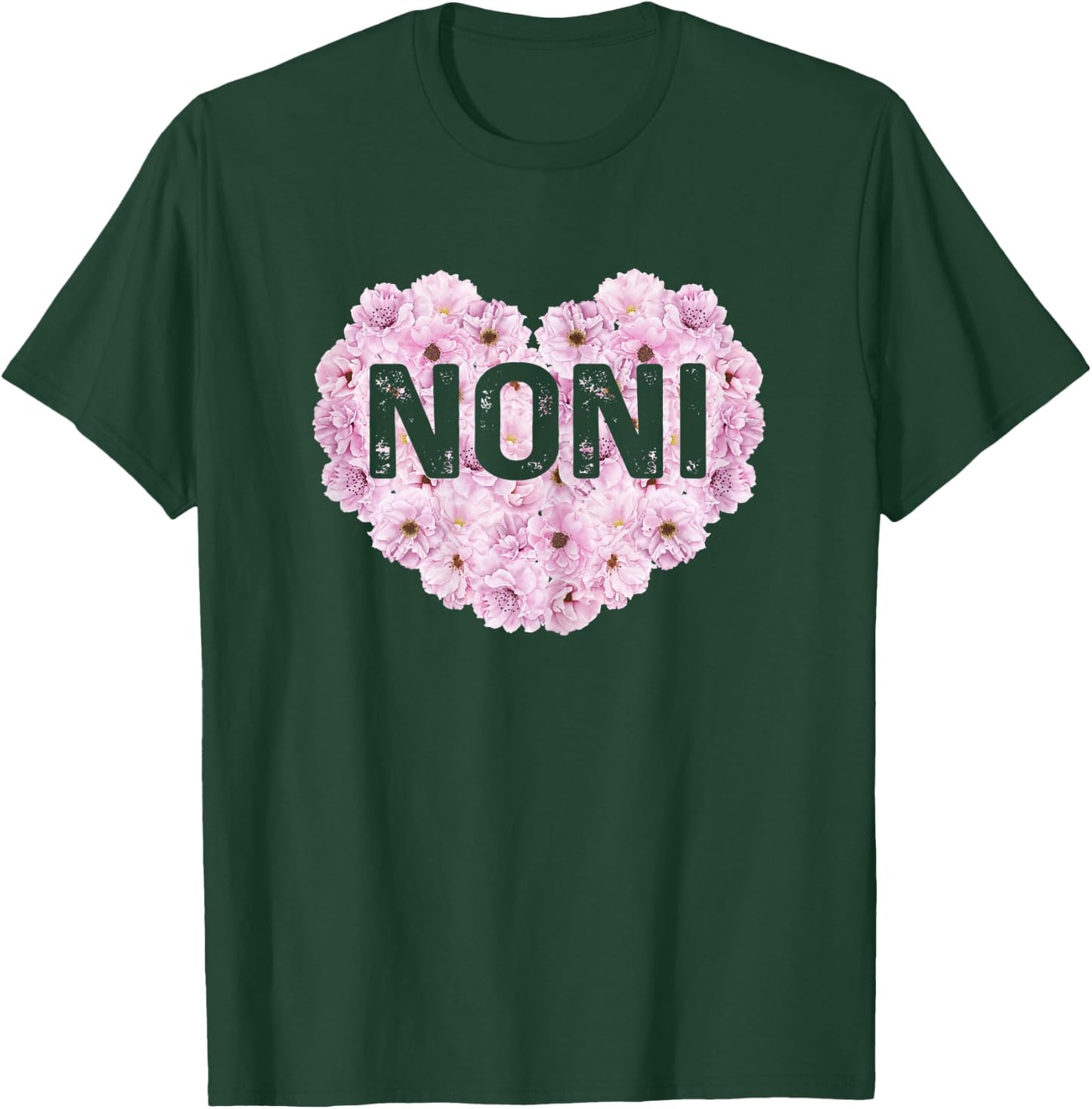 Noni Definition Grandma Funny Pink Flowers Heart T-Shirt - T-Shirt | Forest