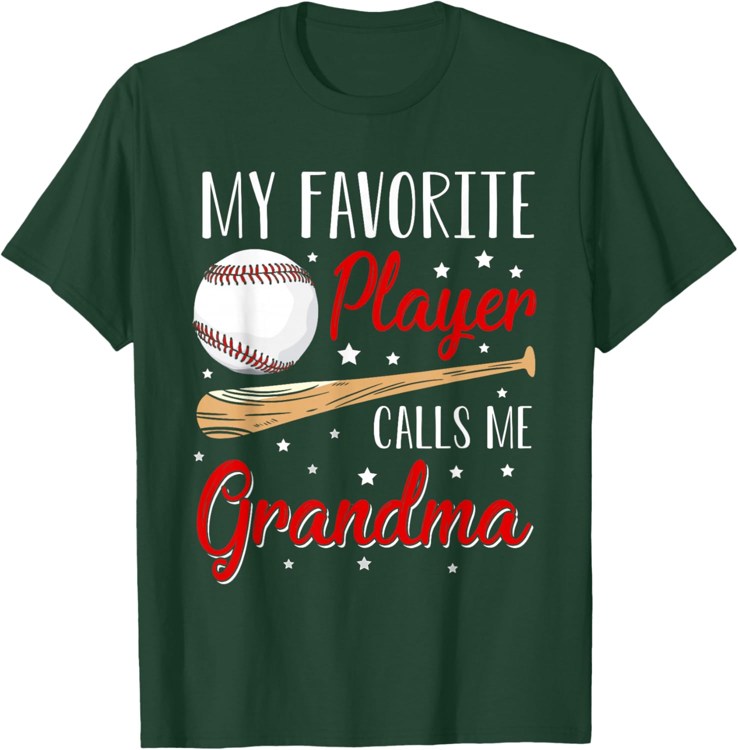 Baseball My Favorite Player Calls Me Grandma Heart T-Shirt - T-Shirt | Forest