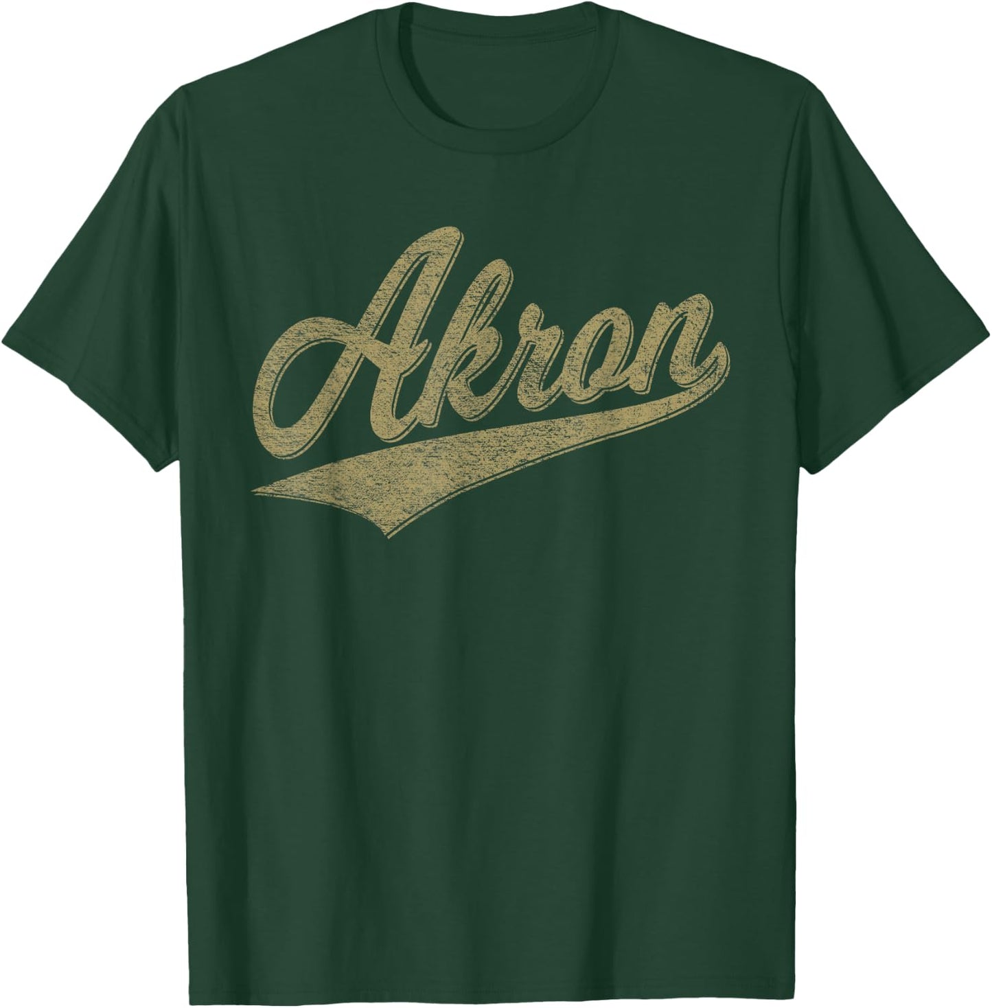 Akron Ohio Varsity Script Classic Sports Jersey Style T-Shirt - T-Shirt | Forest