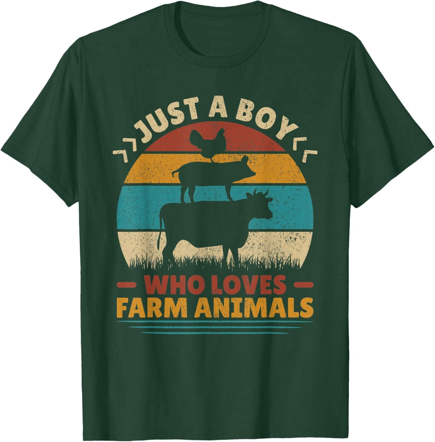 Just A Boy Who Loves Farm Animals Lover Funny Men Farmer Boy T-Shirt - T-Shirt | Forest