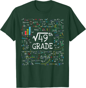 Square Root Of 49 Back To School 7th Seventh Grade Math T-Shirt - T-Shirt | Forest