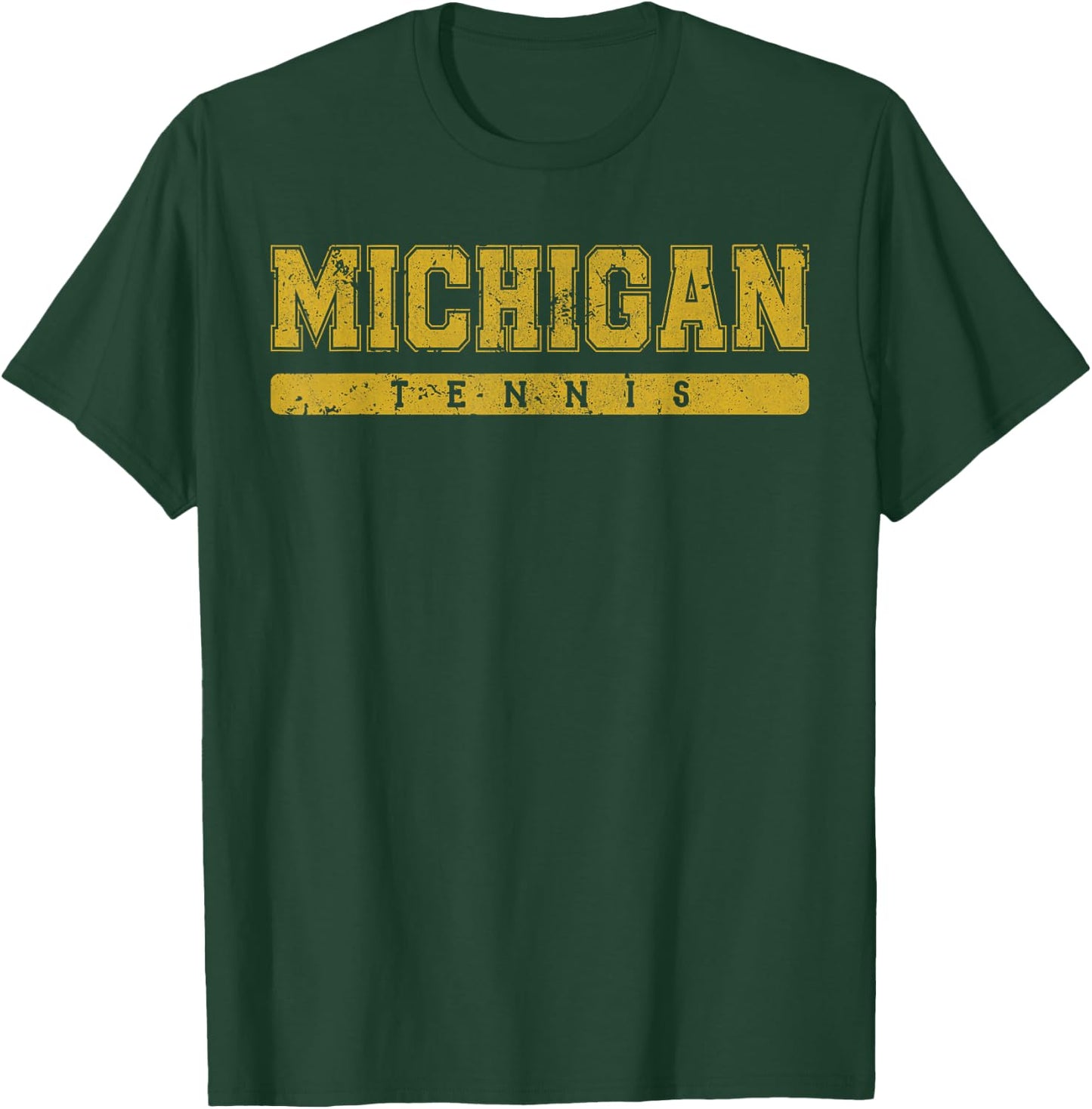Michigan Tennis Yellow Vintage Text T-Shirt - T-Shirt | Forest