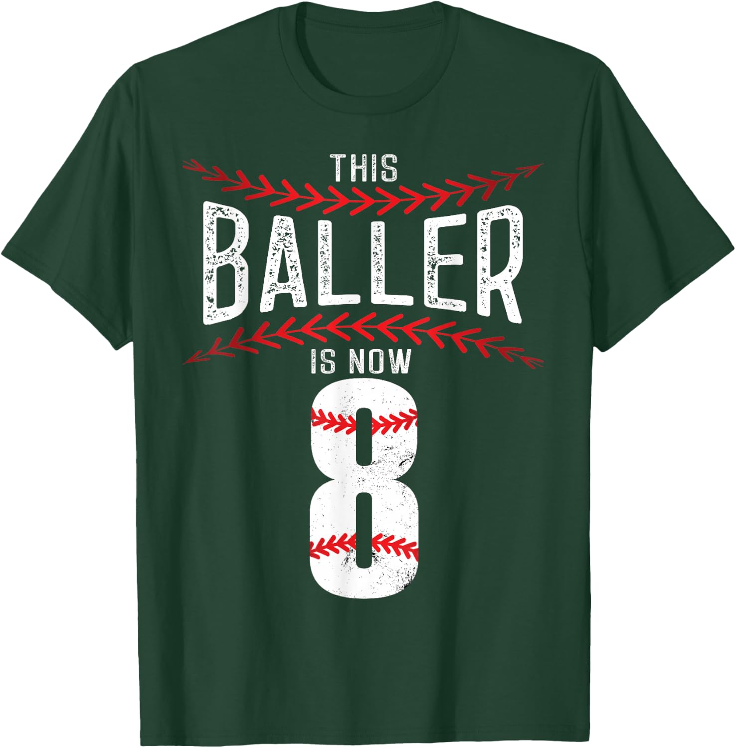 This Baller is now 8 Boy Baseball Birthday Party T-Shirt - T-Shirt | Forest