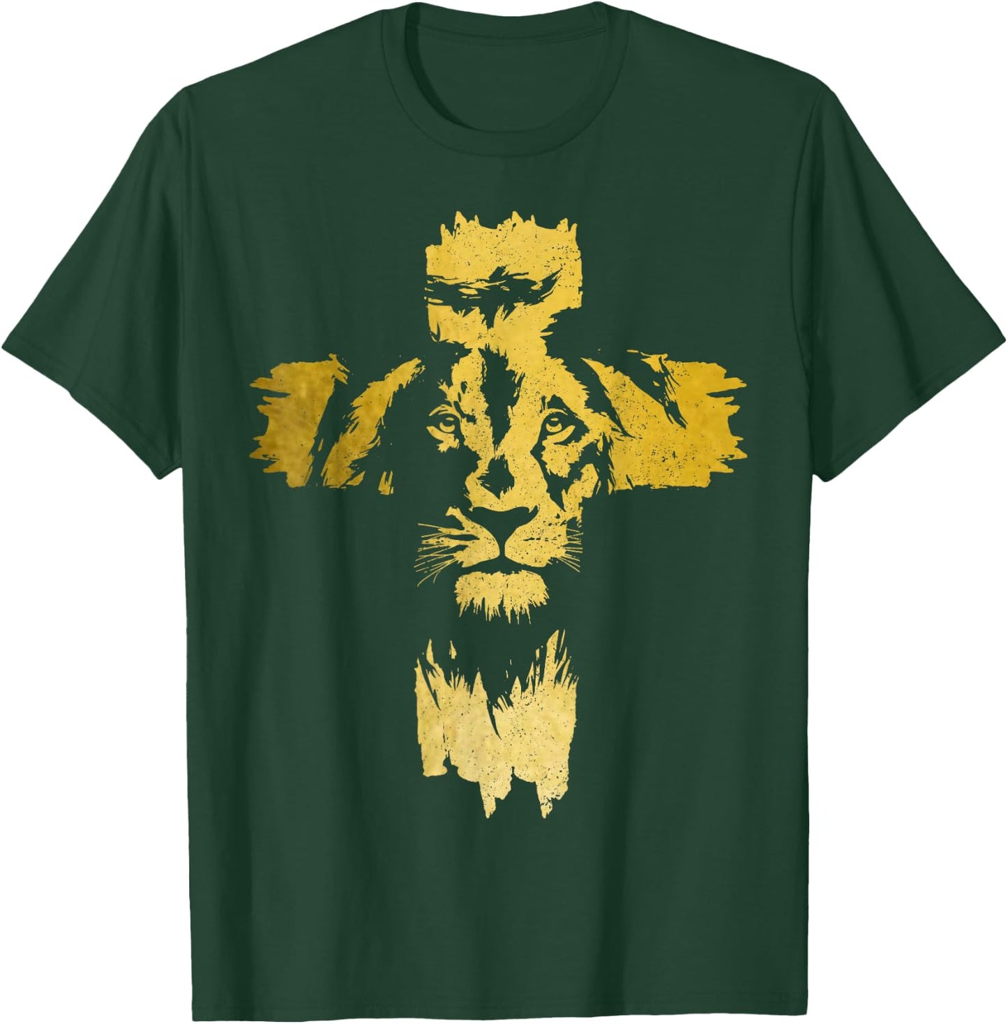 Christian Lion Cross Bible Jesus Religious T-Shirt - T-Shirt | Forest