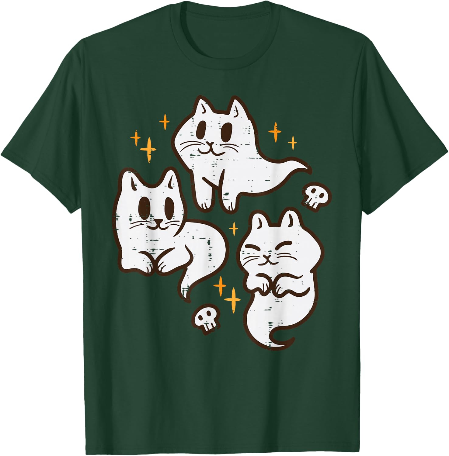 Spooky Cat Ghosts Retro Vintage Halloween Women Girls T-Shirt - T-Shirt | Forest