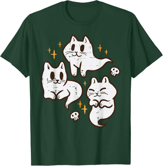 Spooky Cat Ghosts Retro Vintage Halloween Women Girls T-Shirt - T-Shirt | Forest